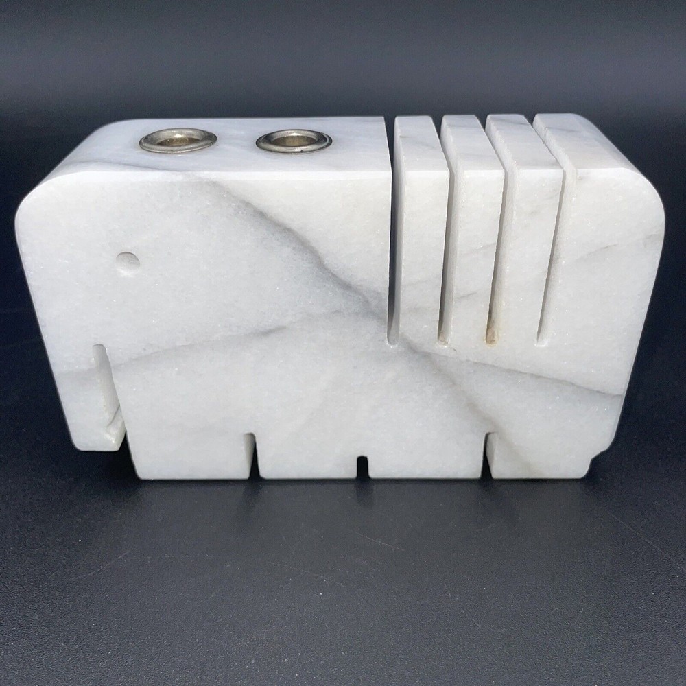 Vintage Marble Elephant Paperweight Pen & Envelope Holder For Office MCM Taiwan